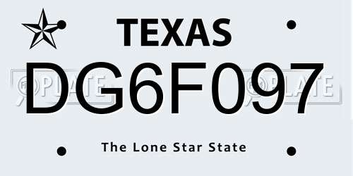 DG6F097 Texas License Plate