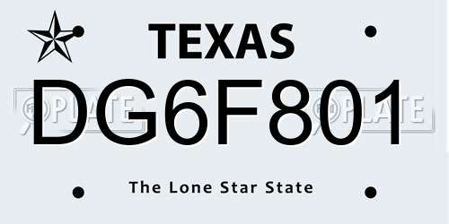 DG6F801 Texas License Plate