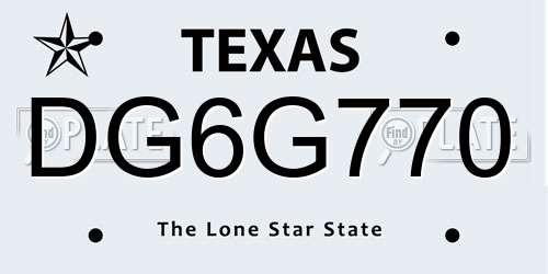 DG6G770 Texas License Plate