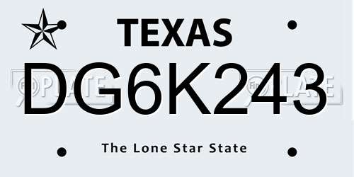 DG6K243 Texas License Plate