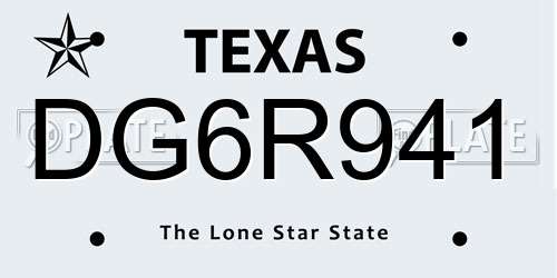 DG6R941 Texas License Plate