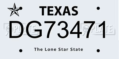 DG73471 Texas License Plate