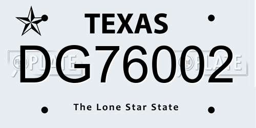 DG76002 Texas License Plate
