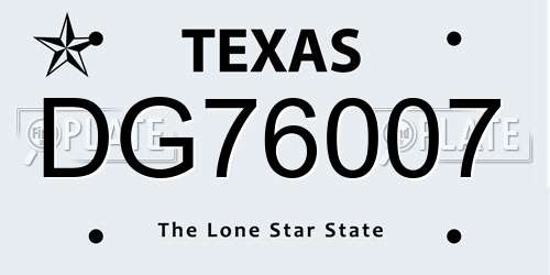 DG76007 Texas License Plate