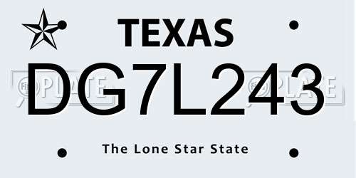 DG7L243 Texas License Plate
