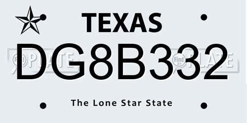 DG8B332 Texas License Plate