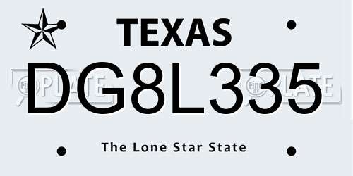 DG8L335 Texas License Plate