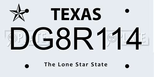 DG8R114 Texas License Plate