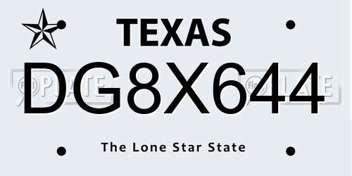 DG8X644 Texas License Plate