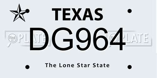DG964 Texas License Plate