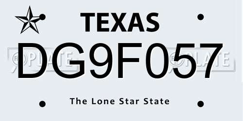 DG9F057 Texas License Plate