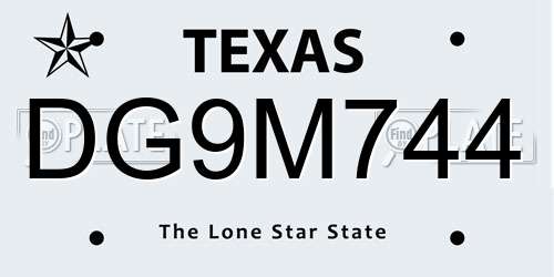 DG9M744 Texas License Plate