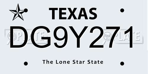 DG9Y271 Texas License Plate