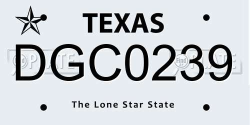 DGC0239 Texas License Plate