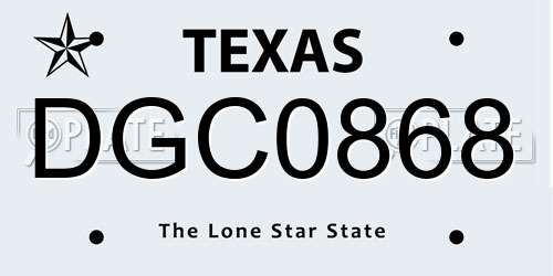 DGC0868 Texas License Plate