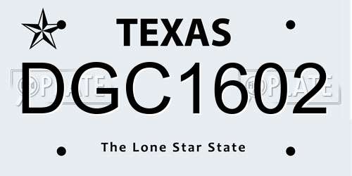 DGC1602 Texas License Plate
