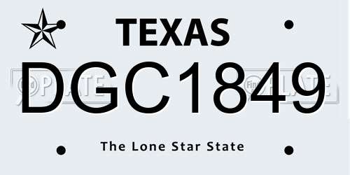 DGC1849 Texas License Plate