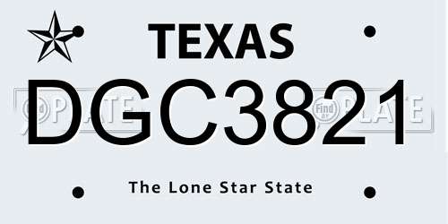 DGC3821 Texas License Plate