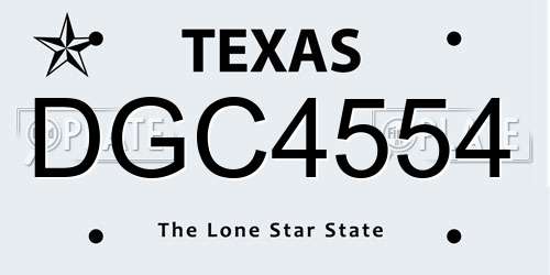 DGC4554 Texas License Plate