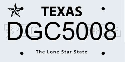 DGC5008 Texas License Plate