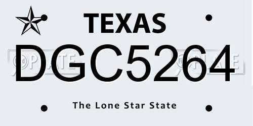 DGC5264 Texas License Plate