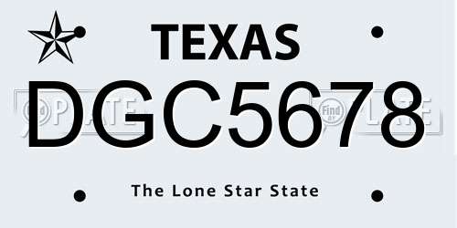 DGC5678 Texas License Plate