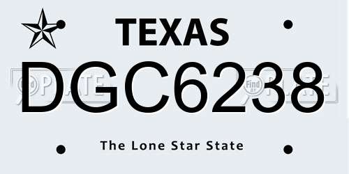 DGC6238 Texas License Plate