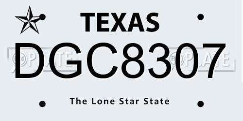 DGC8307 Texas License Plate