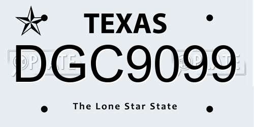 DGC9099 Texas License Plate