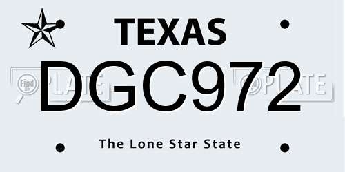 DGC972 Texas License Plate