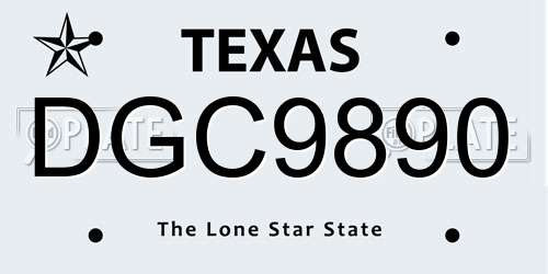 DGC9890 Texas License Plate
