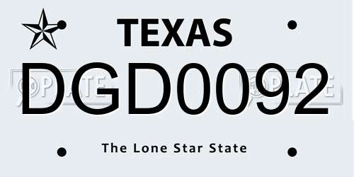 DGD0092 Texas License Plate