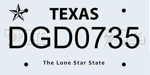 DGD0735 Texas License Plate