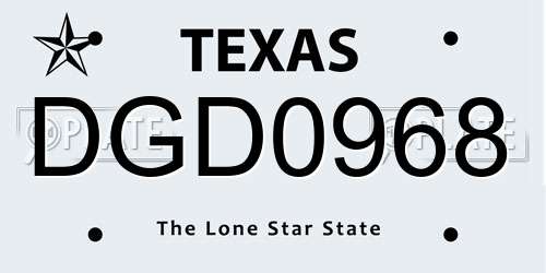 DGD0968 Texas License Plate