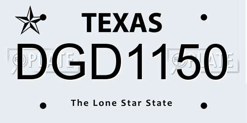 DGD1150 Texas License Plate
