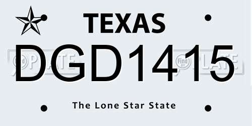 DGD1415 Texas License Plate
