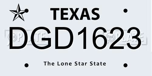 DGD1623 Texas License Plate