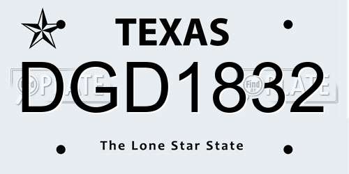 DGD1832 Texas License Plate