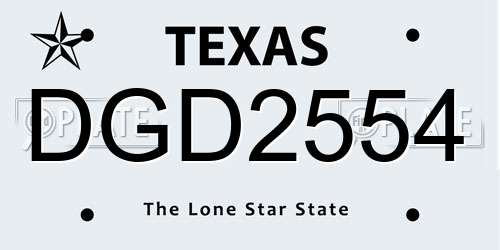 DGD2554 Texas License Plate