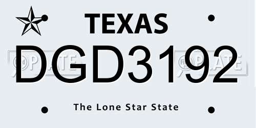 DGD3192 Texas License Plate