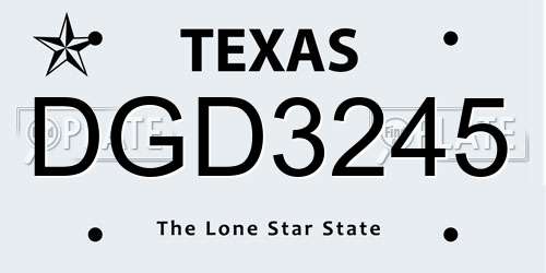 DGD3245 Texas License Plate