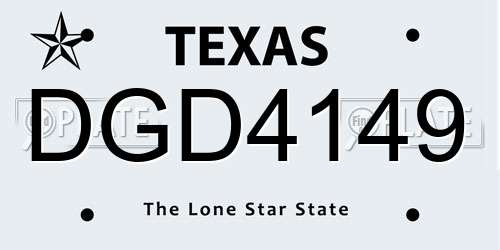 DGD4149 Texas License Plate