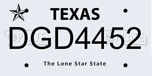 DGD4452 Texas License Plate