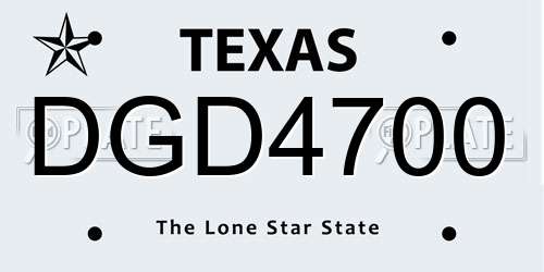 DGD4700 Texas License Plate