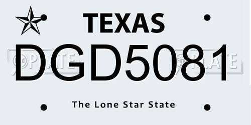 DGD5081 Texas License Plate