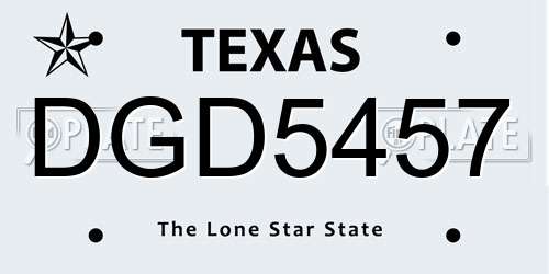 DGD5457 Texas License Plate