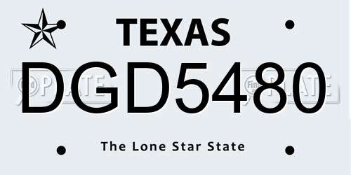 DGD5480 Texas License Plate