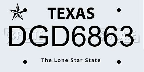 DGD6863 Texas License Plate