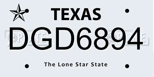 DGD6894 Texas License Plate