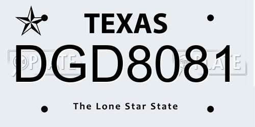 DGD8081 Texas License Plate